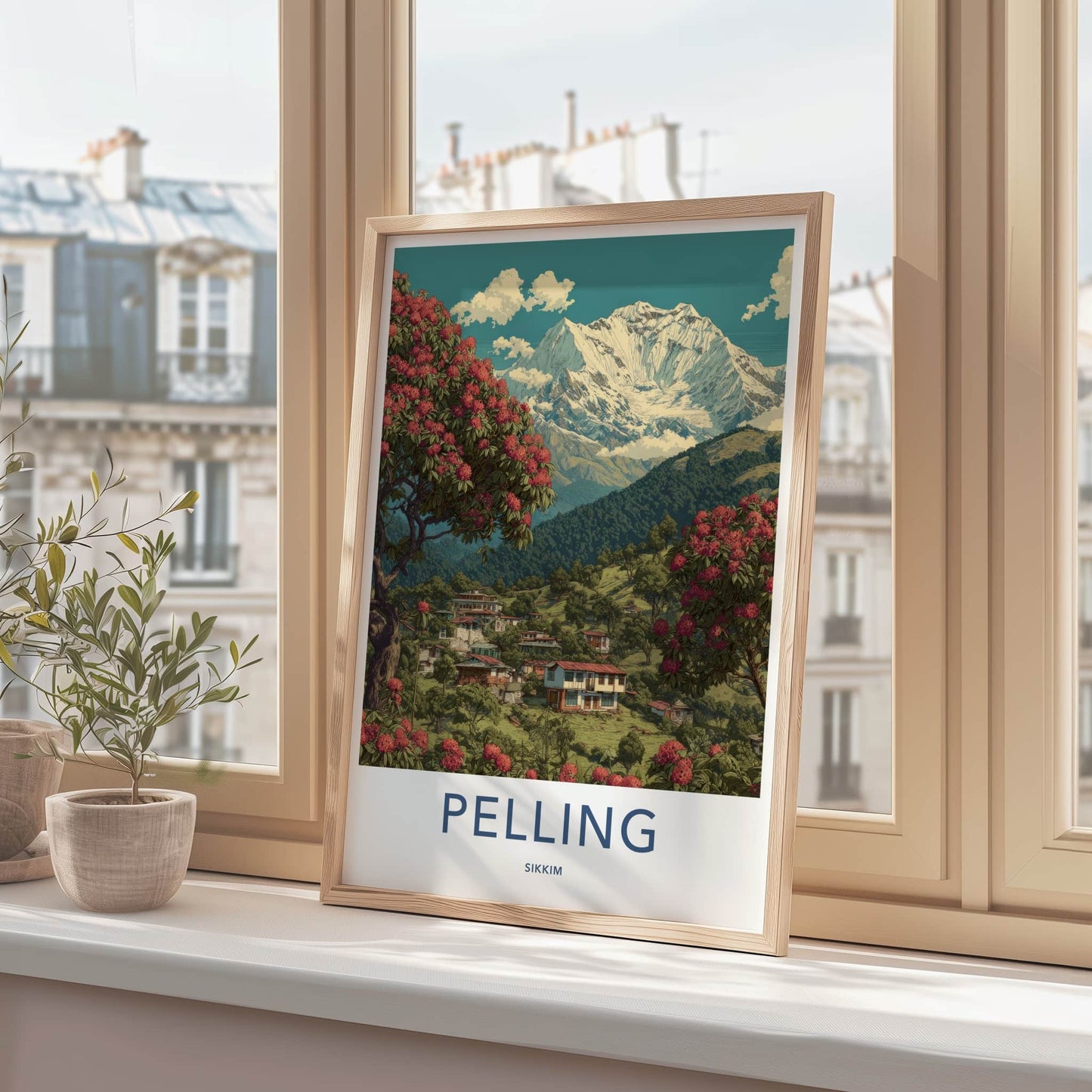 Pelling Poster - India Travel Art - Sikkim Rhododendron Mountain Home Decor