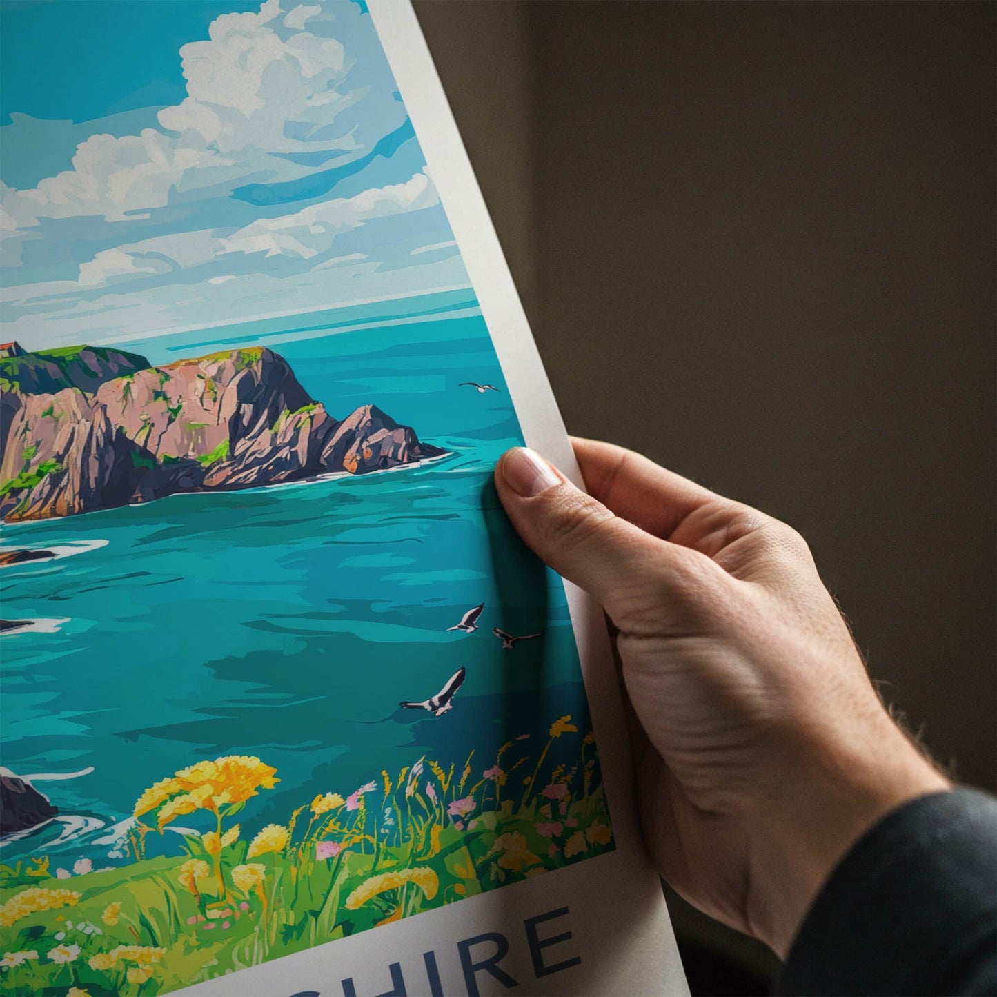 Pembrokeshire Poster - Wales Travel Art - Scenic Beach Coastline Home Decor