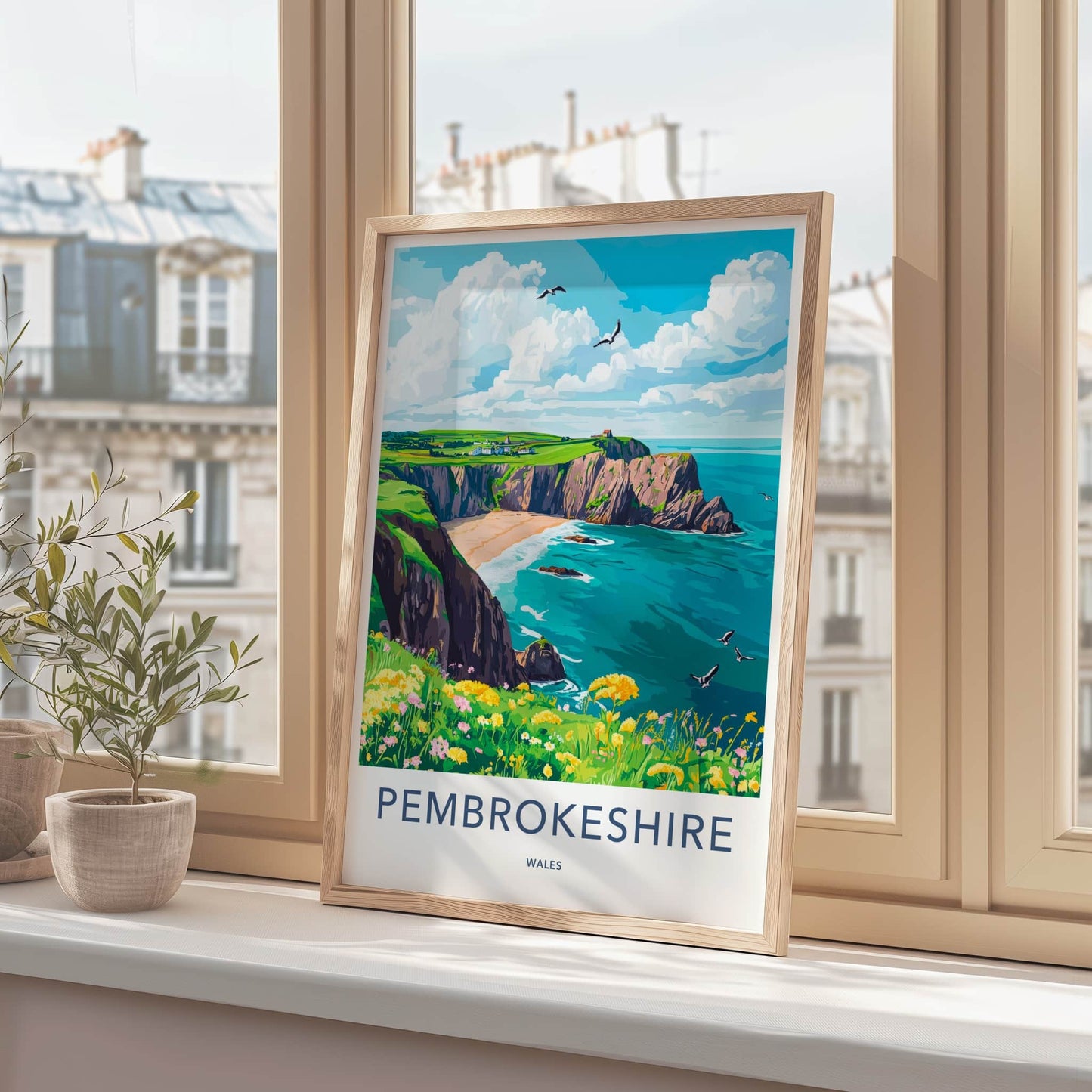 Pembrokeshire Poster - Wales Travel Art - Scenic Beach Coastline Home Decor
