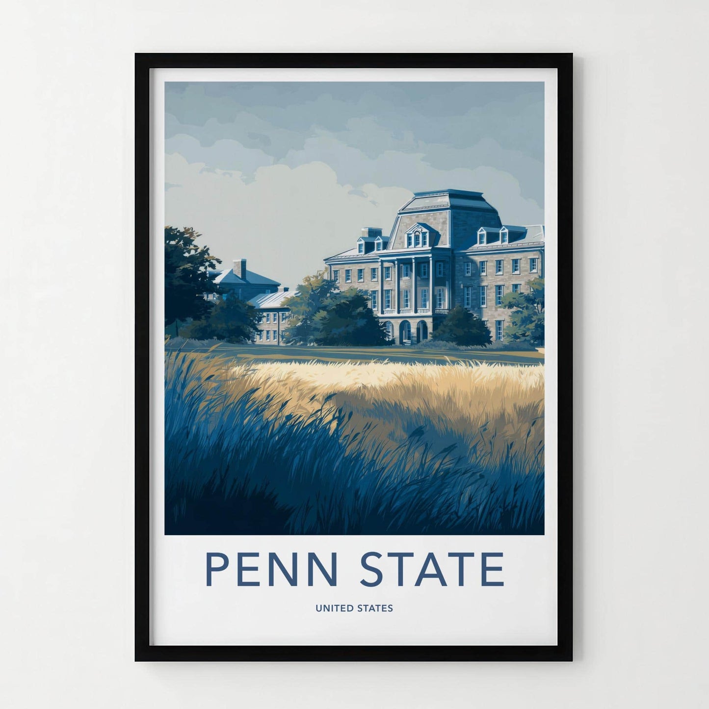 Penn State Poster - Pennsylvania Art Print - Historic Campus Building Home Decor