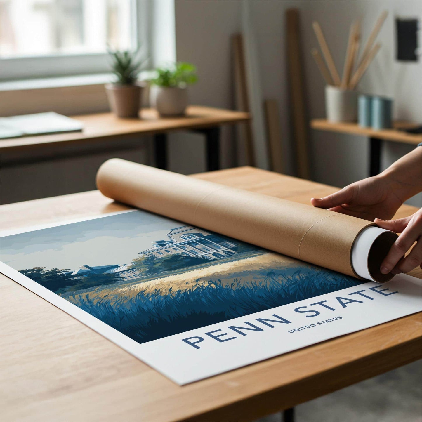 Penn State Poster - Pennsylvania Art Print - Historic Campus Building Home Decor