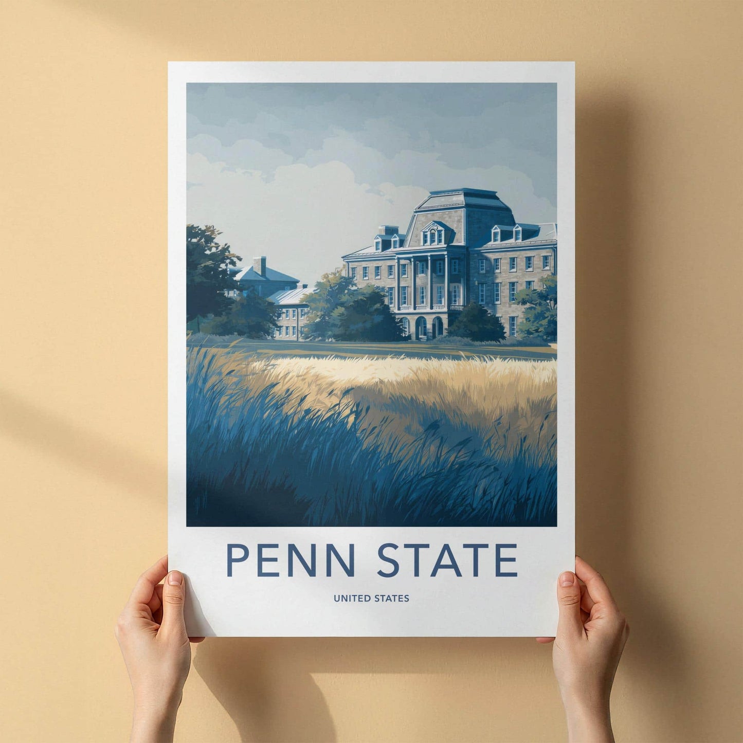 Penn State Poster - Pennsylvania Art Print - Historic Campus Building Home Decor