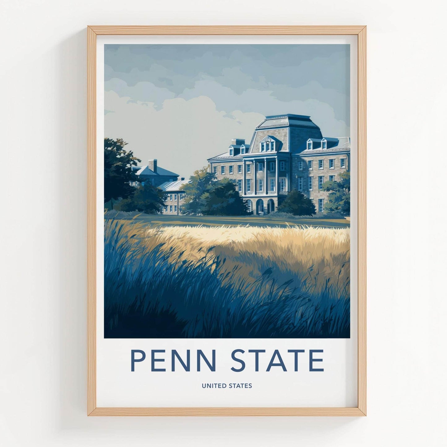 Penn State Poster - Pennsylvania Art Print - Historic Campus Building Home Decor