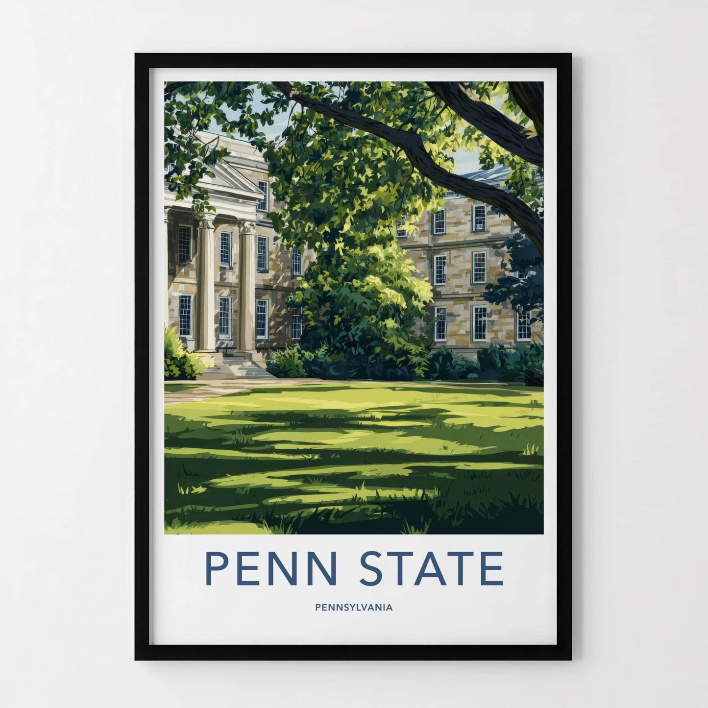 Penn State Poster - Pennsylvania Art Print - Shaded Campus Lawn Wall Decor