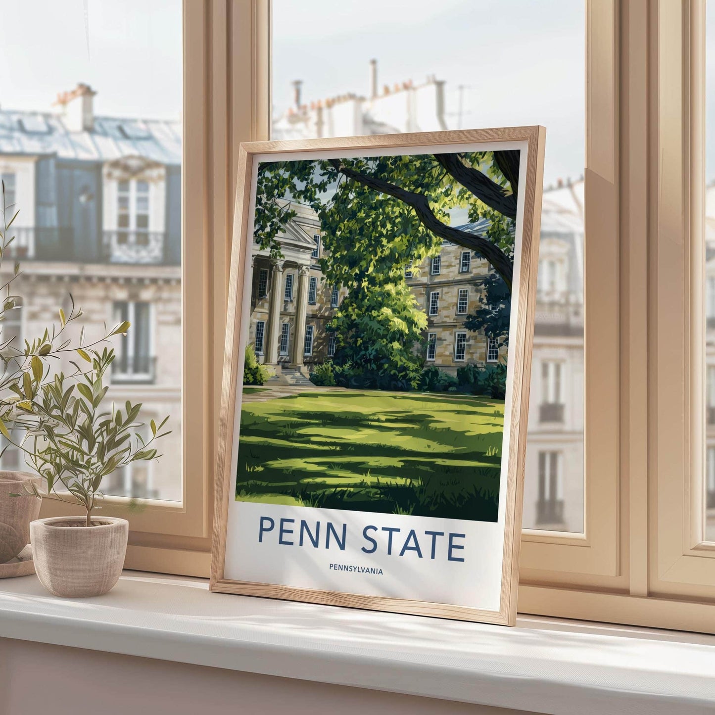 Penn State Poster - Pennsylvania Art Print - Shaded Campus Lawn Wall Decor