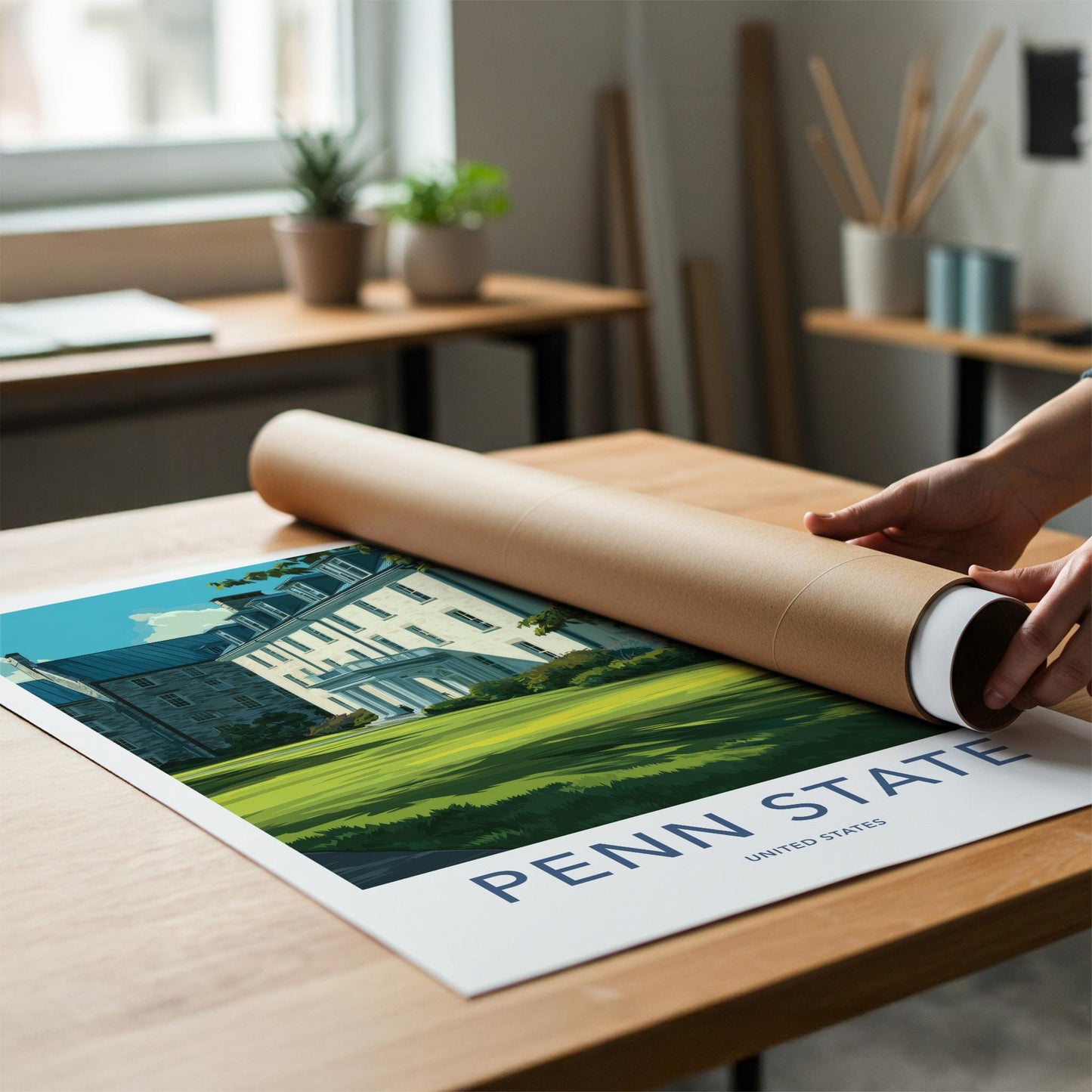 Penn State Poster - Pennsylvania Wall Art - Historic Campus Green Home Decor