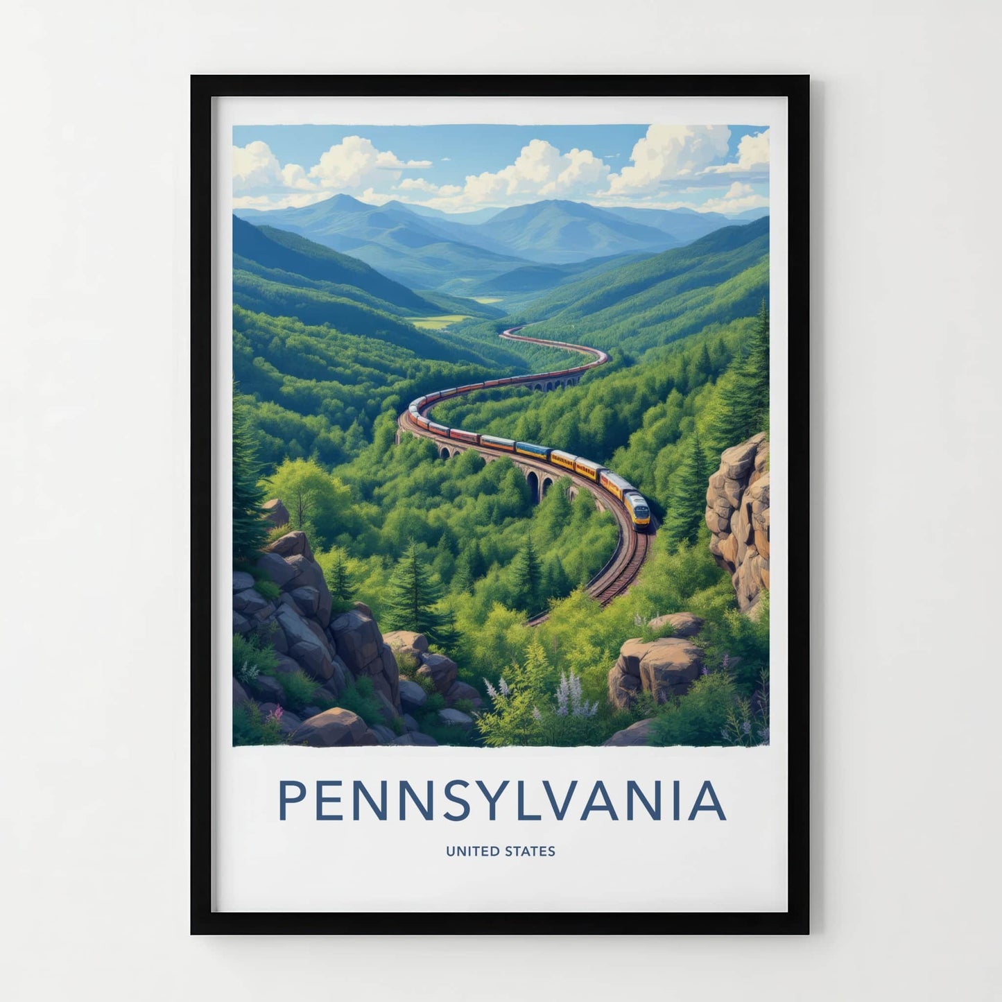 Pennsylvania Poster - Pennsylvania Art Print - Winding Valley Train Wall Decor