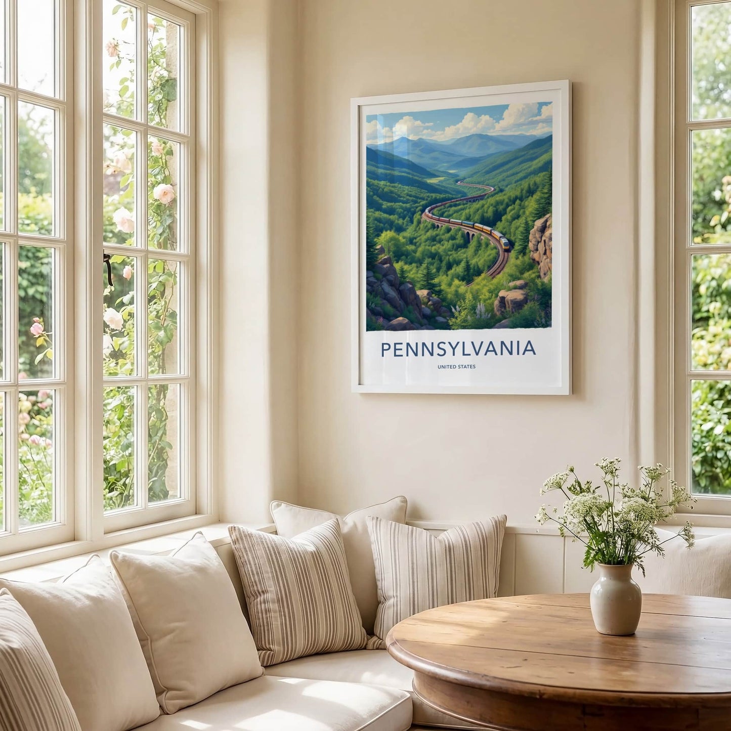 Pennsylvania Poster - Pennsylvania Art Print - Winding Valley Train Wall Decor