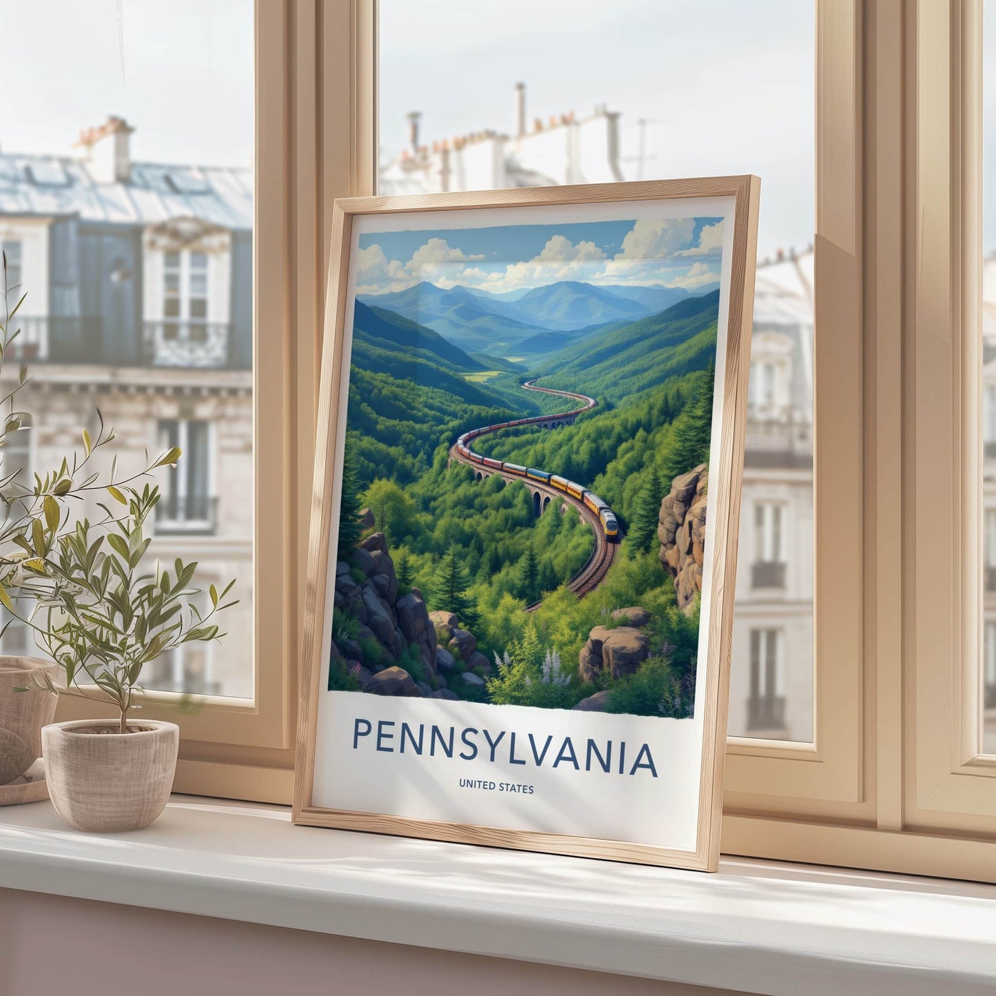 Pennsylvania Poster - Pennsylvania Art Print - Winding Valley Train Wall Decor
