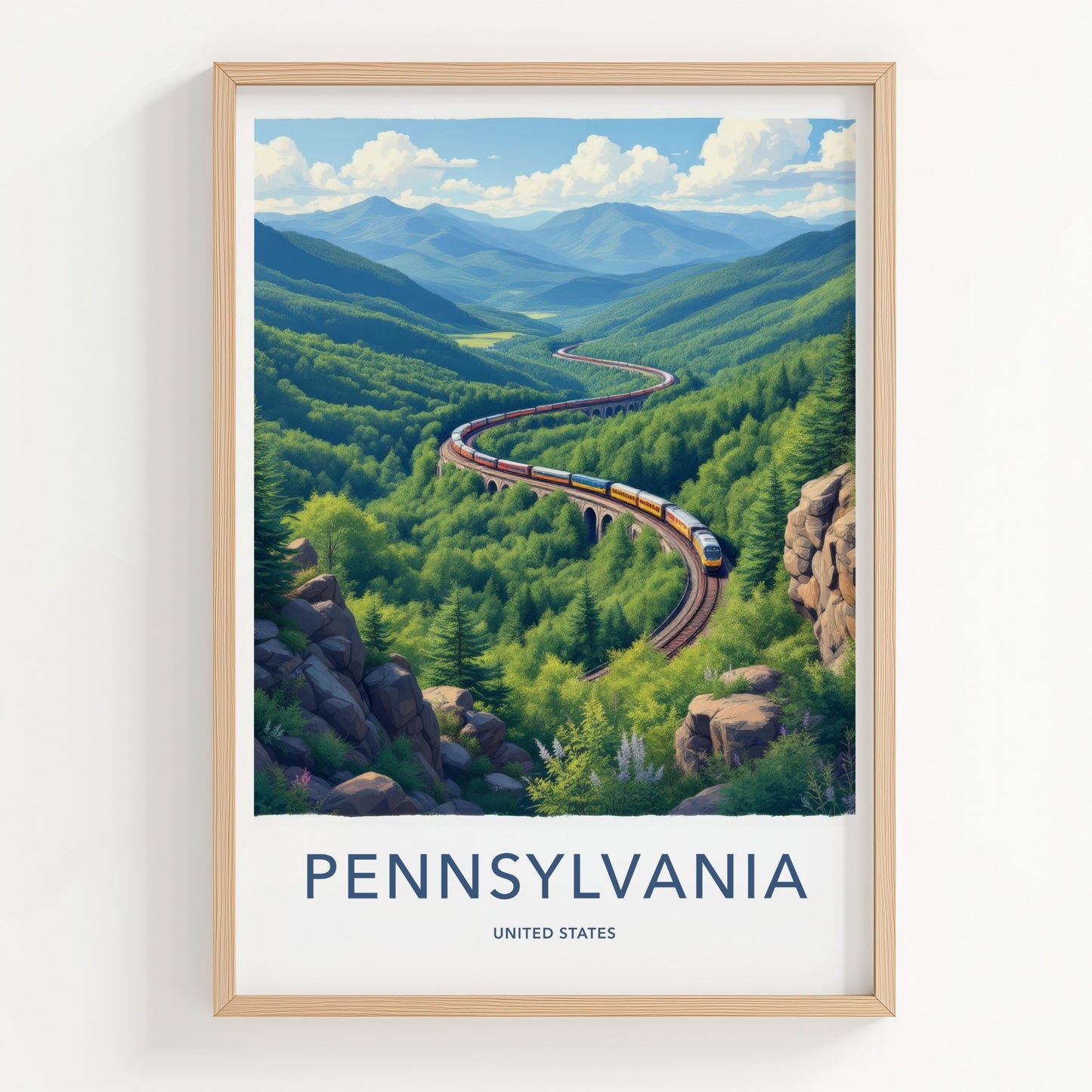 Pennsylvania Poster - Pennsylvania Art Print - Winding Valley Train Wall Decor