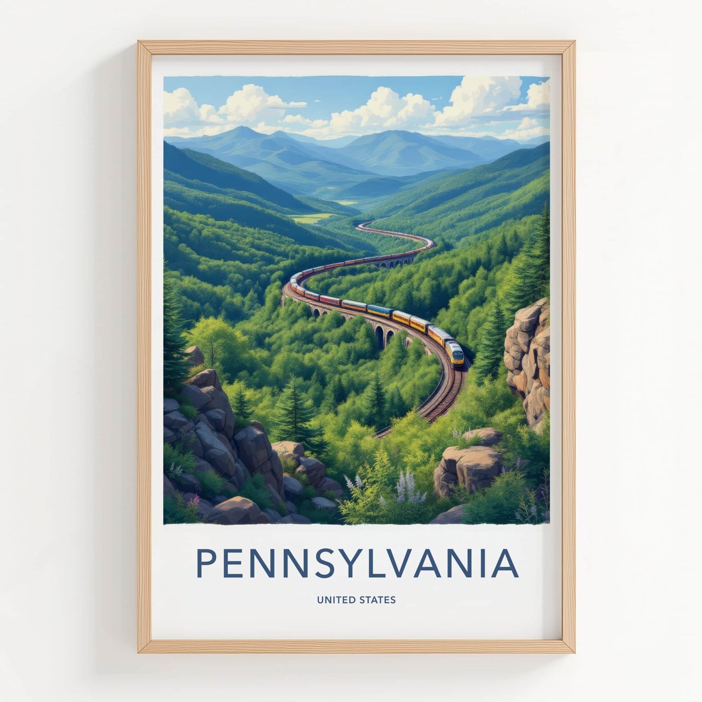 Pennsylvania Poster - Pennsylvania Art Print - Winding Valley Train Wall Decor