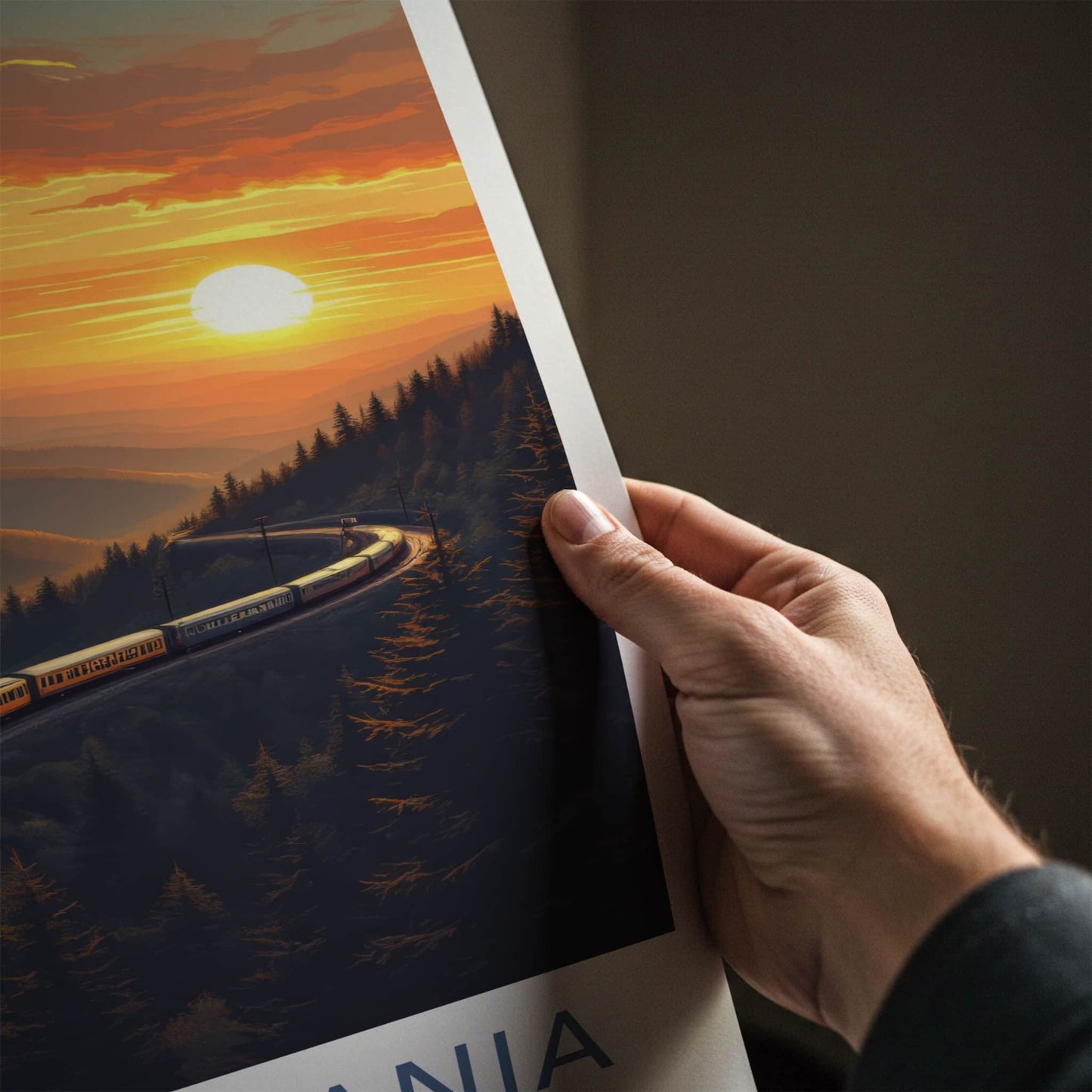 Pennsylvania Poster - Pennsylvania Travel Art - Mountain Sunset Train Home Decor