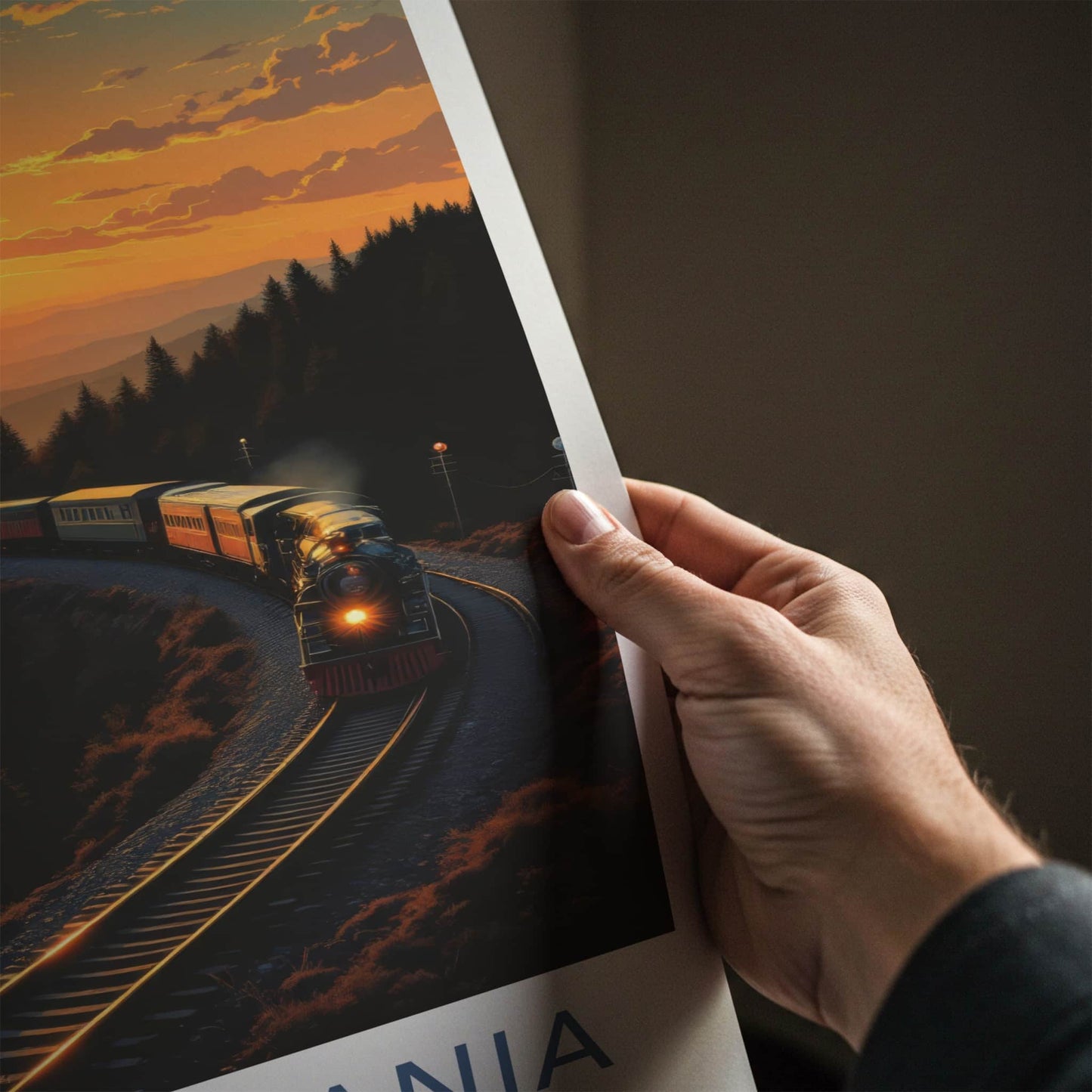 Pennsylvania Poster - Pennsylvania Travel Art - Sunset Train Mountains Home Decor