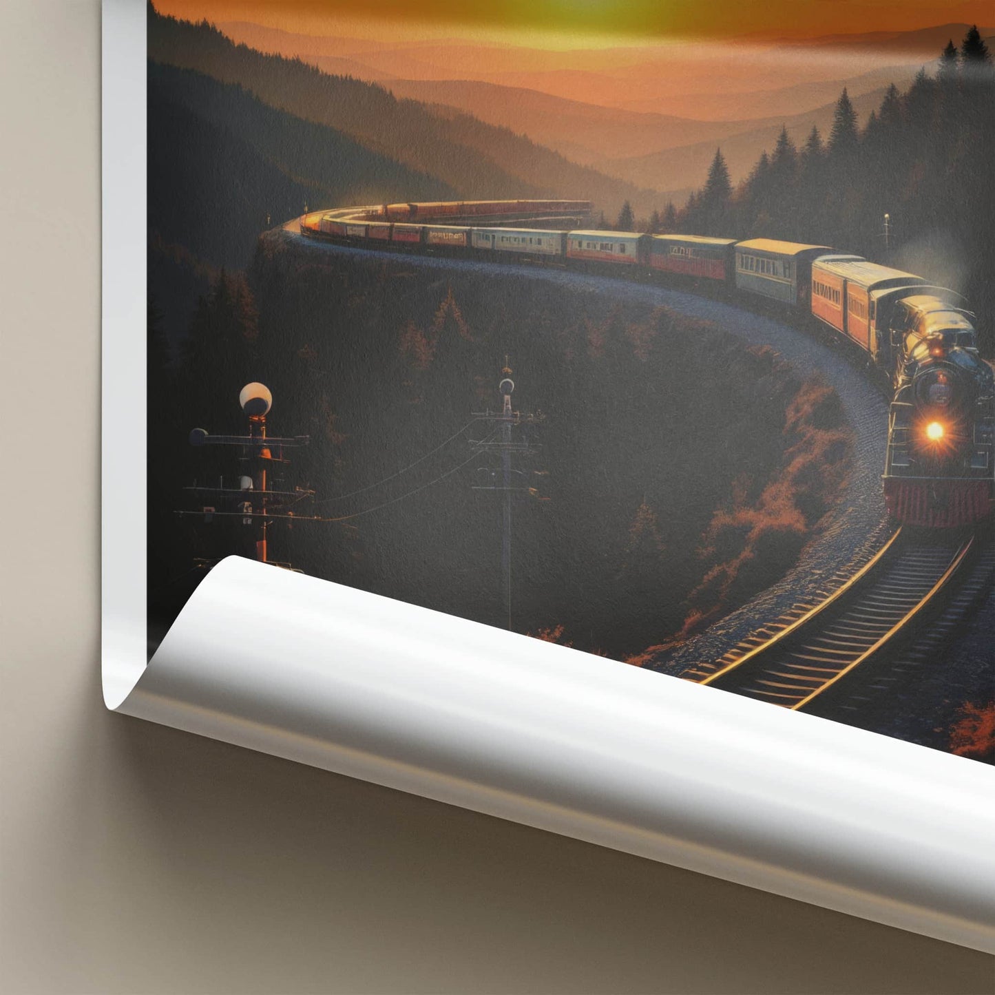 Pennsylvania Poster - Pennsylvania Travel Art - Sunset Train Mountains Home Decor