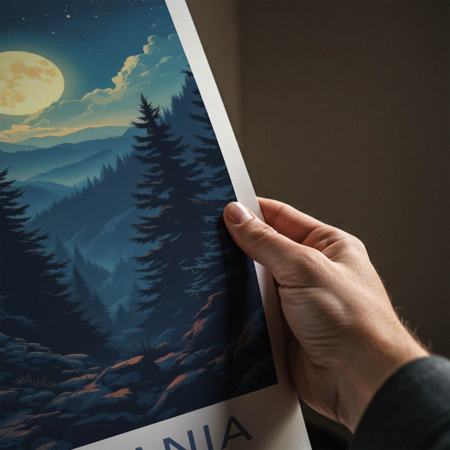 Pennsylvania Poster - Pennsylvania Travel Print - Moonlit Mountain Train Home Decor