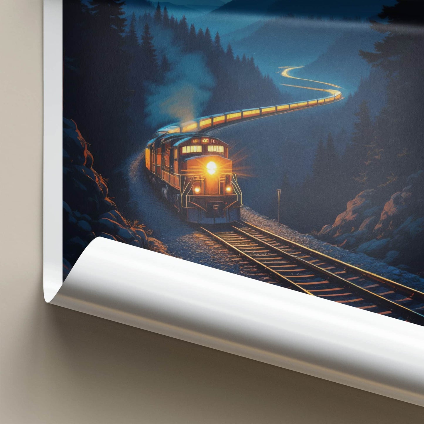 PENNSYLVANIA Poster - Pennsylvania Travel Print - Moonlit Train Journey Home Decor