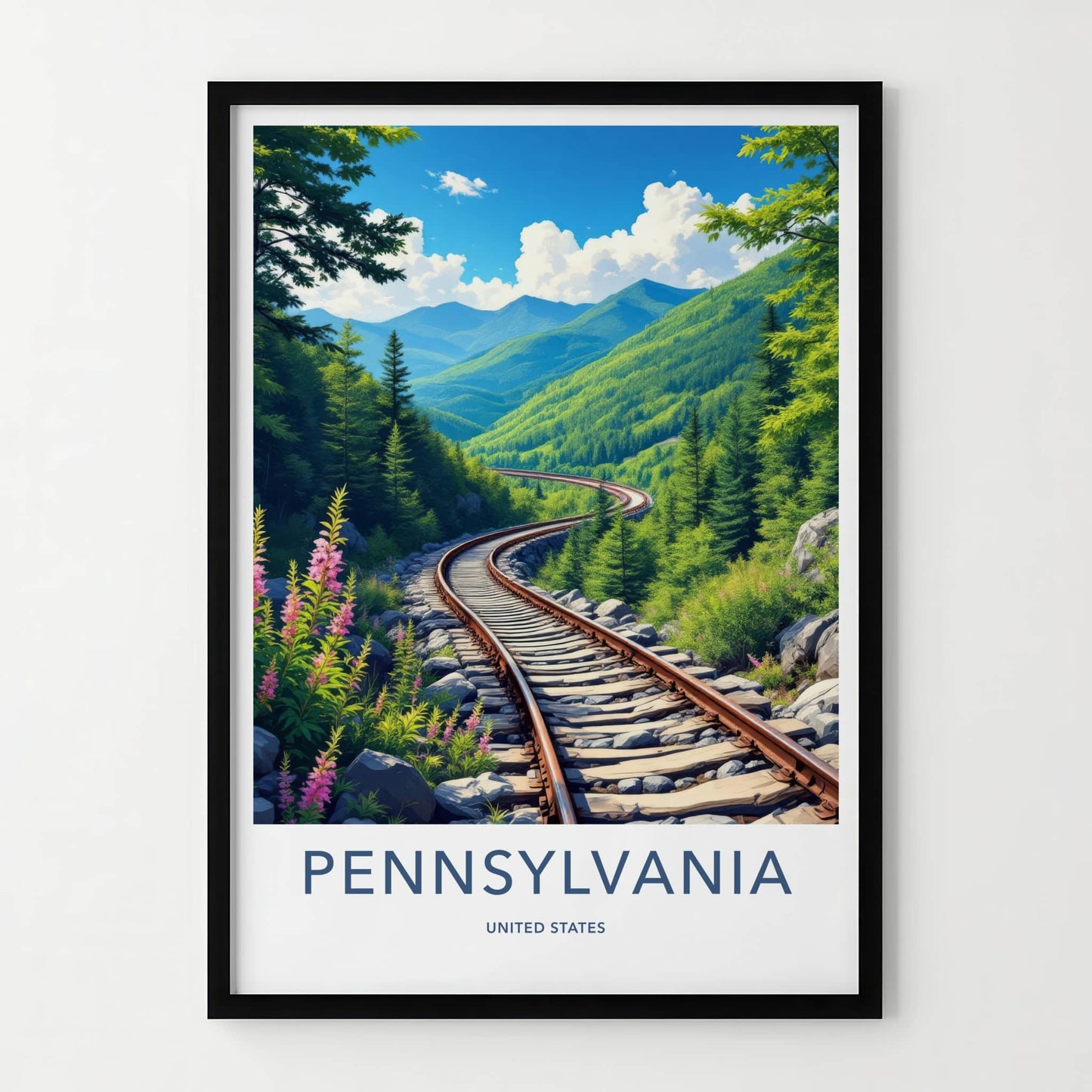 Pennsylvania Poster - Pennsylvania Travel Print - Scenic Mountain Tracks Wall Decor