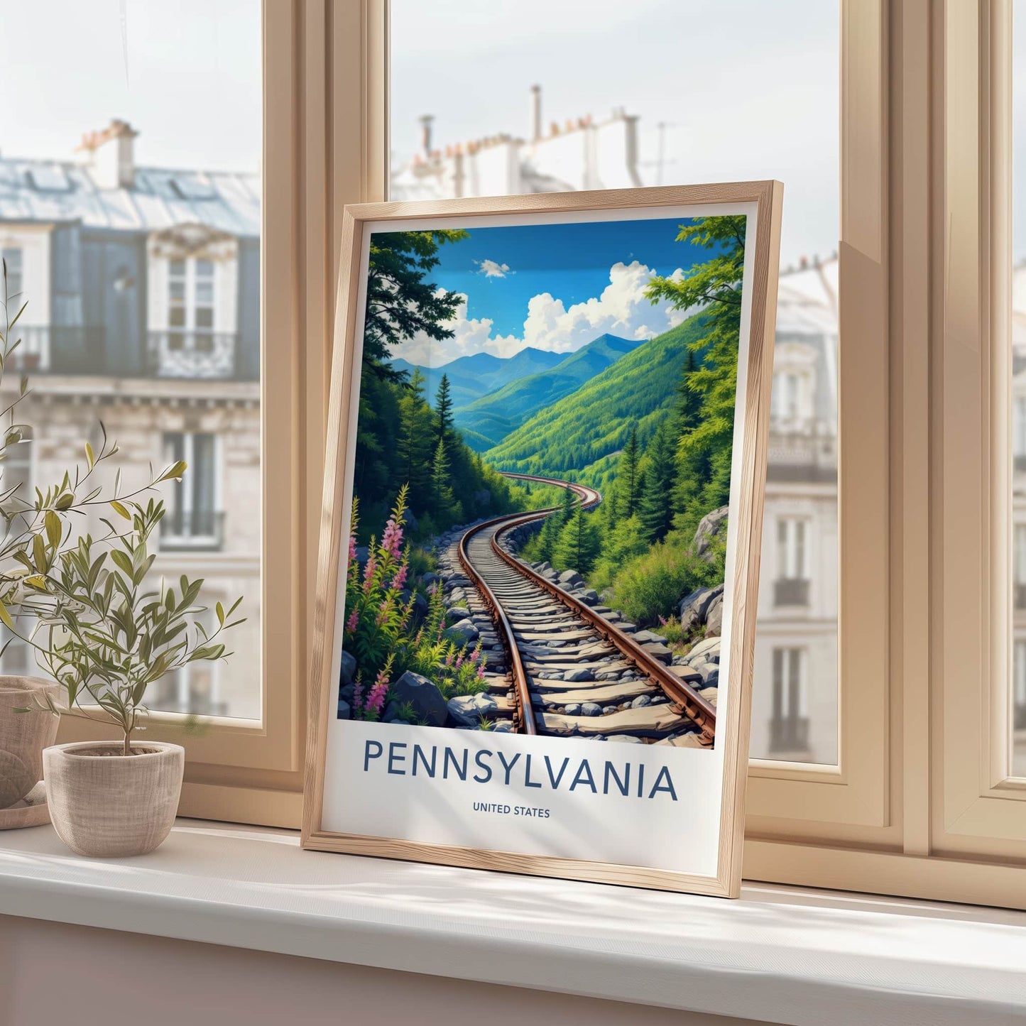 Pennsylvania Poster - Pennsylvania Travel Print - Scenic Mountain Tracks Wall Decor