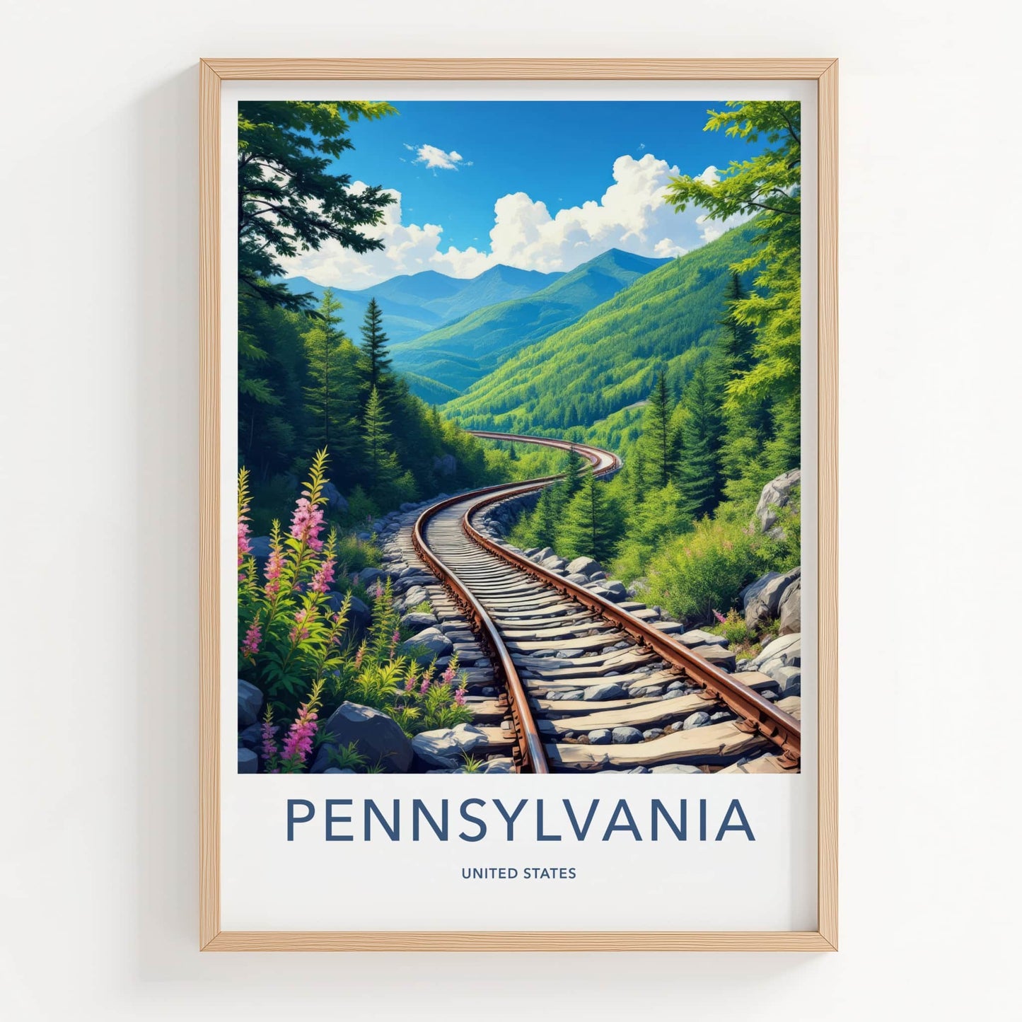Pennsylvania Poster - Pennsylvania Travel Print - Scenic Mountain Tracks Wall Decor