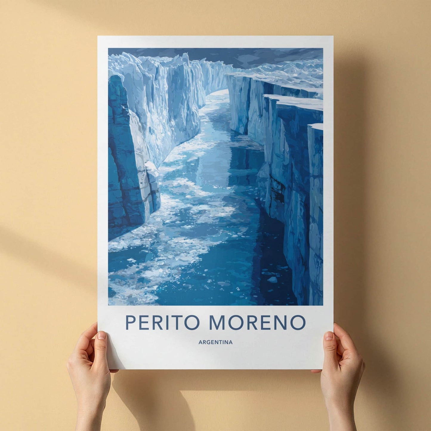Perito Moreno Poster - Argentina Travel Art - Icy Water Chasm Home Decor