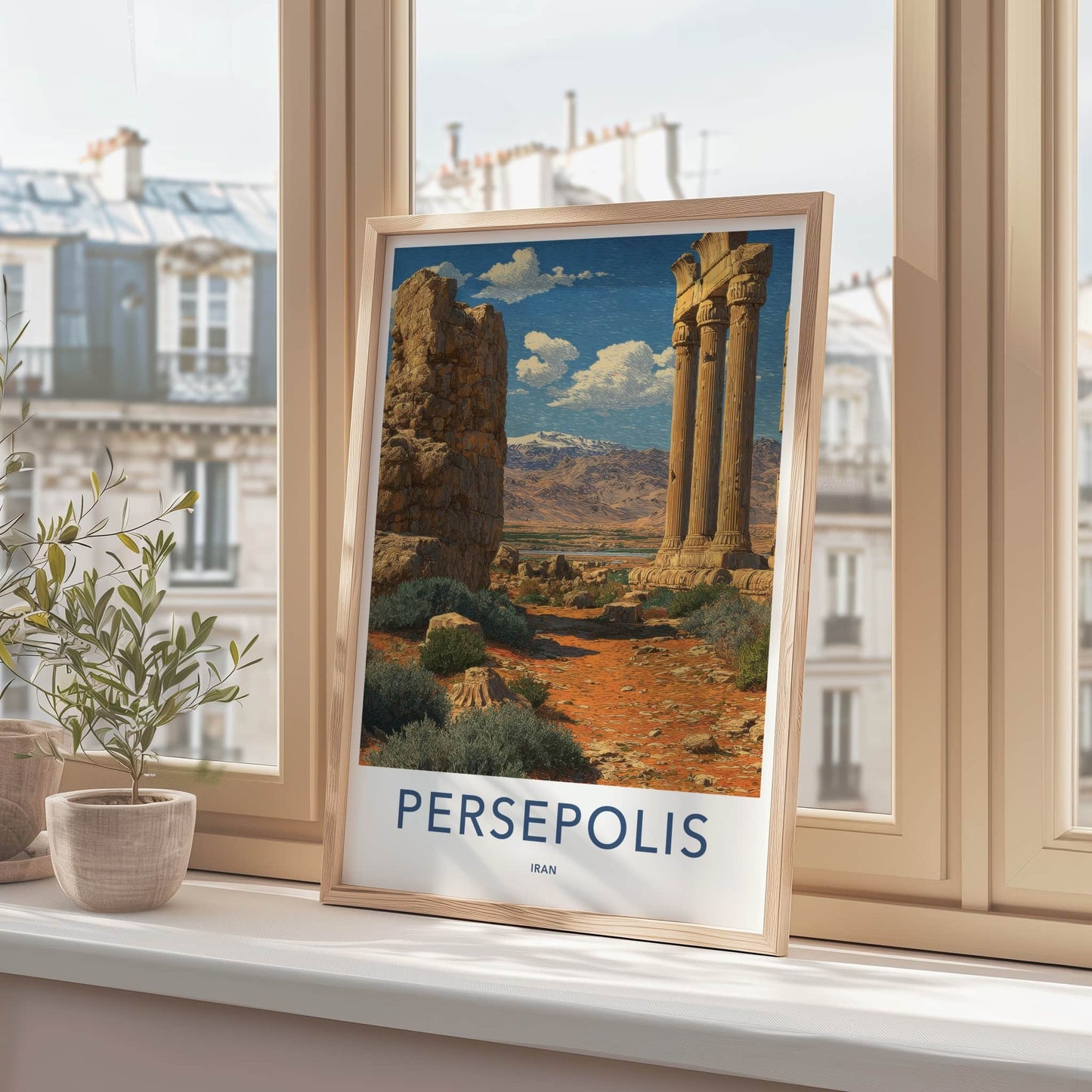Persepolis Poster - Iran Framed Art - Ancient Ruins Columns Wall Decor