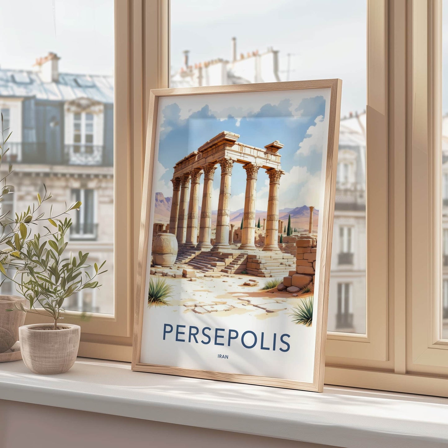 Persepolis Poster - Iran Travel Art - Ancient Columned Ruins Home Decor