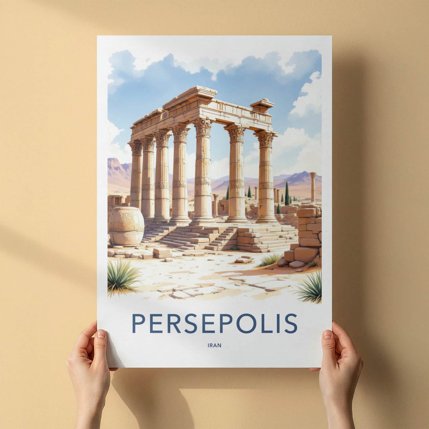 Persepolis Poster - Iran Travel Art - Ancient Columned Ruins Home Decor