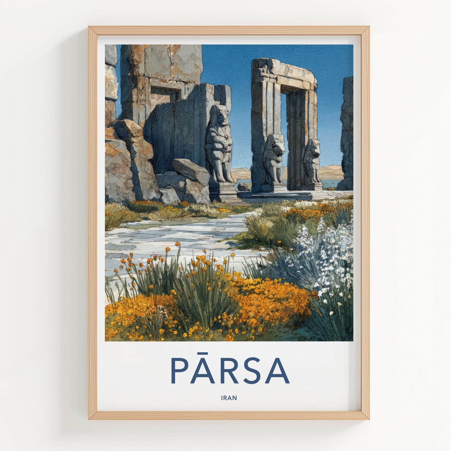 Persepolis Poster - Iran Travel Art - Ancient Temple Ruins Home Decor