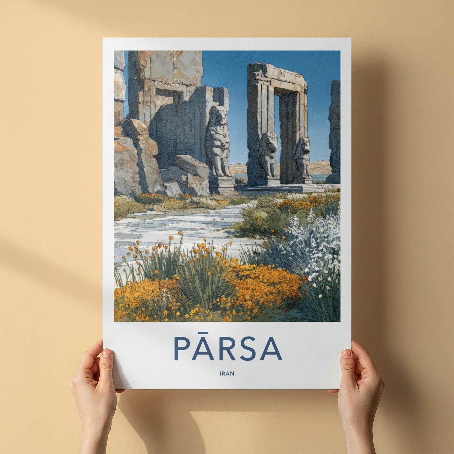 Persepolis Poster - Iran Travel Art - Ancient Temple Ruins Home Decor