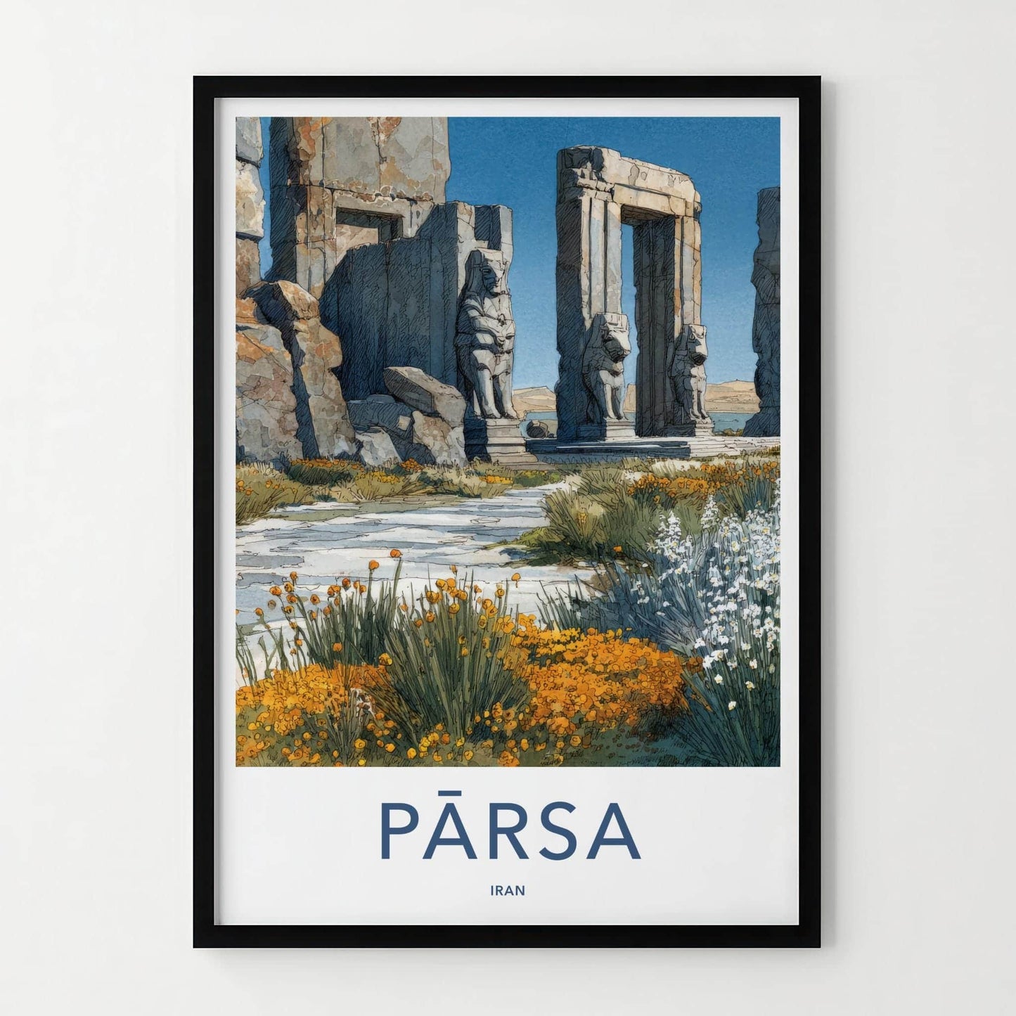 Persepolis Poster - Iran Travel Art - Ancient Temple Ruins Home Decor