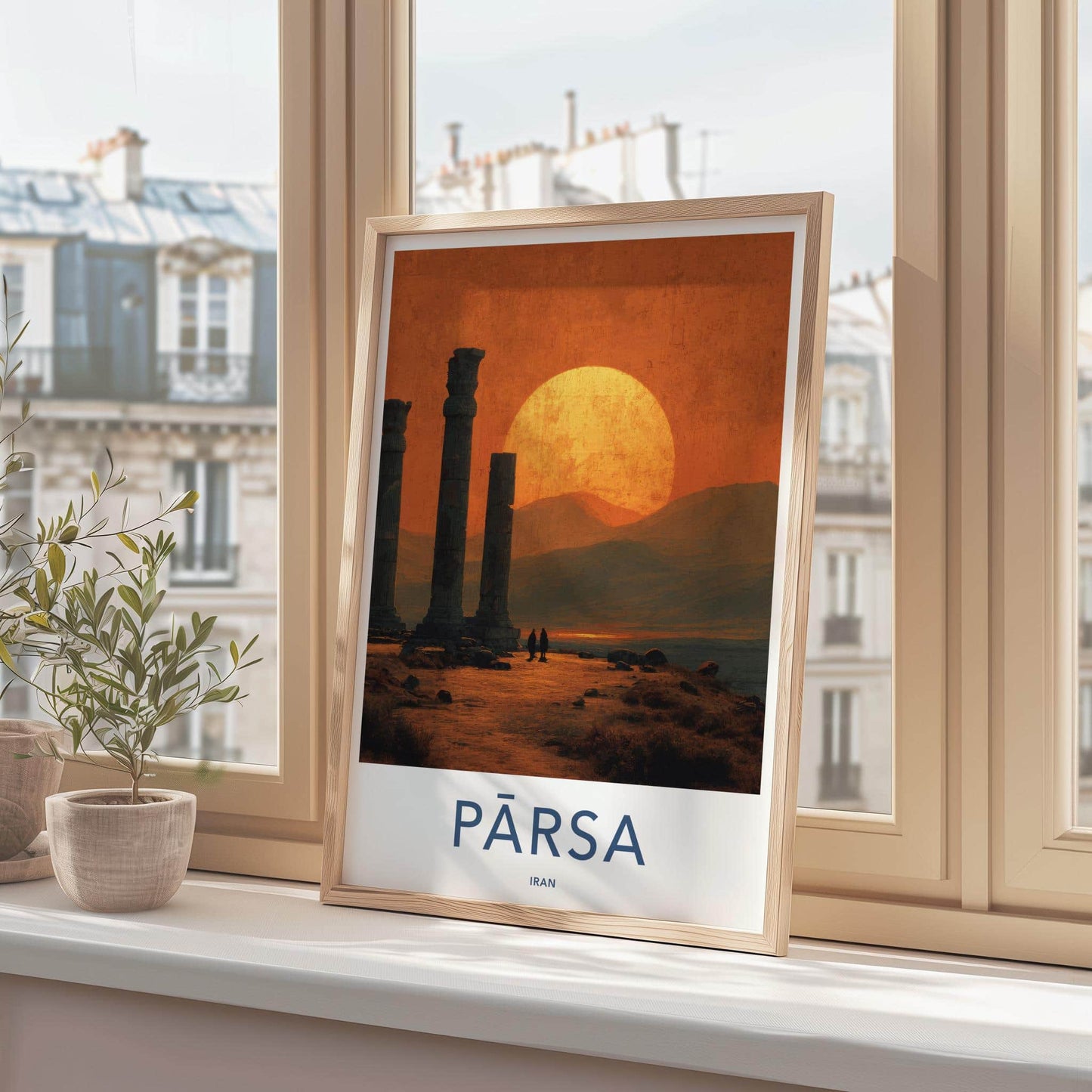 Persepolis Poster - Iran Travel Art - Desert Columns Sunset Home Decor
