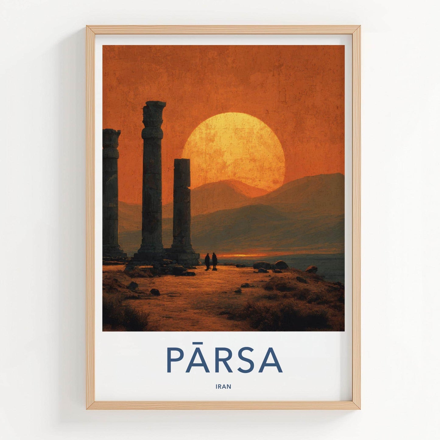 Persepolis Poster - Iran Travel Art - Desert Columns Sunset Home Decor
