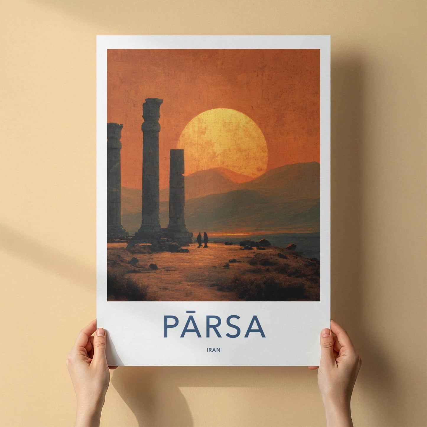 Persepolis Poster - Iran Travel Art - Desert Columns Sunset Home Decor