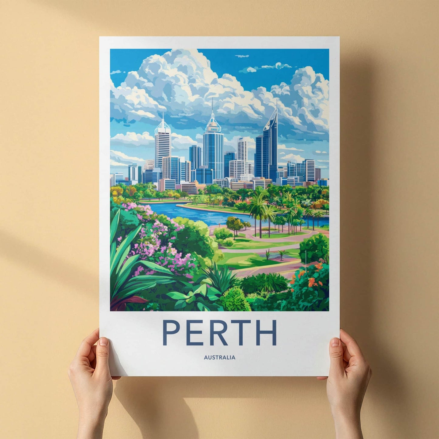 Perth Poster - Australia Travel Art - City River Park Home Decor
