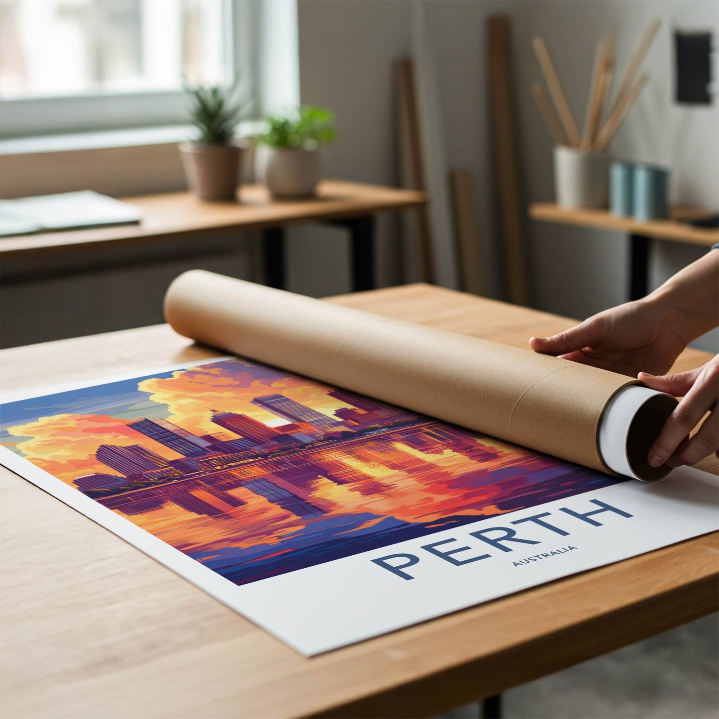 Perth Poster - Australia Travel Art - Vibrant City Reflection Home Decor