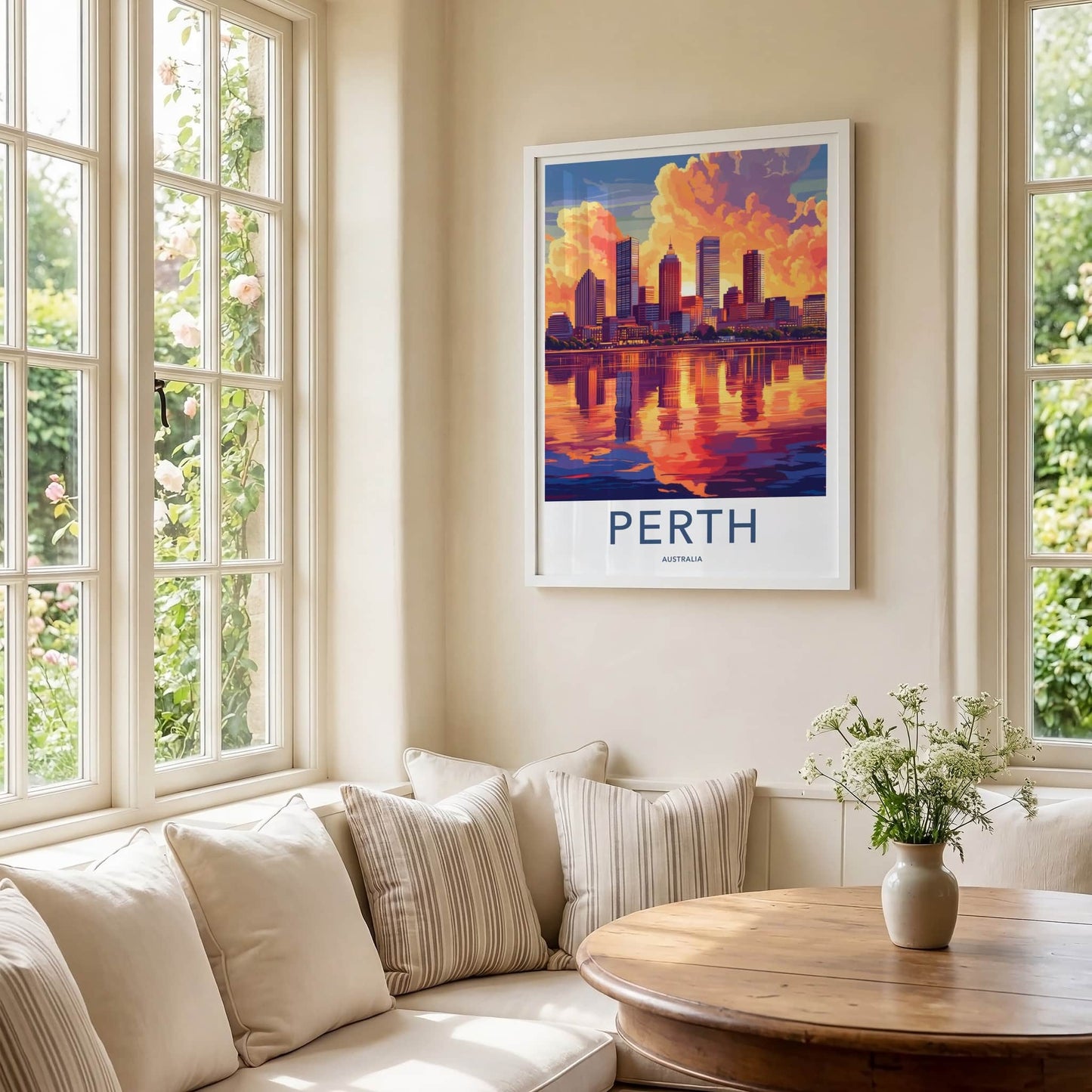 Perth Poster - Australia Travel Art - Vibrant City Reflection Home Decor