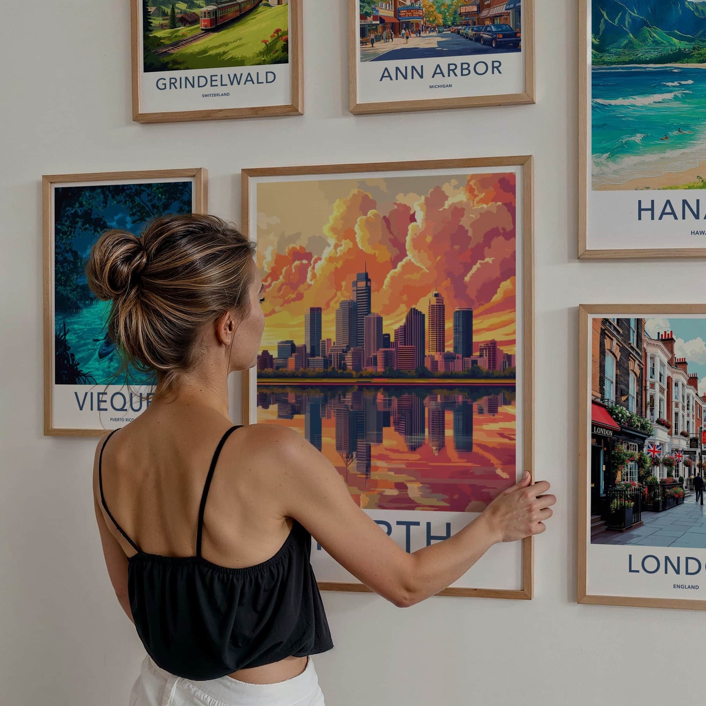 Perth Poster - Australia Travel Art - Vibrant Sunset City Home Decor