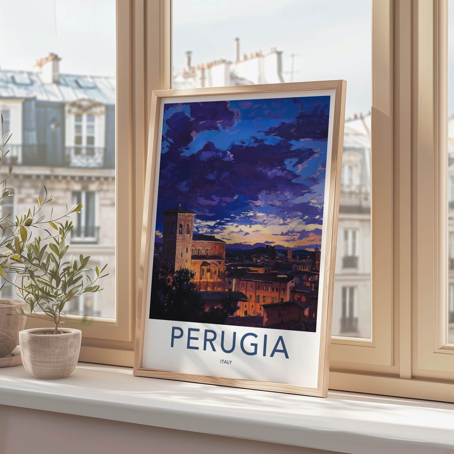 Perugia Poster - Italy Travel Art - Historic City Sunset Home Decor