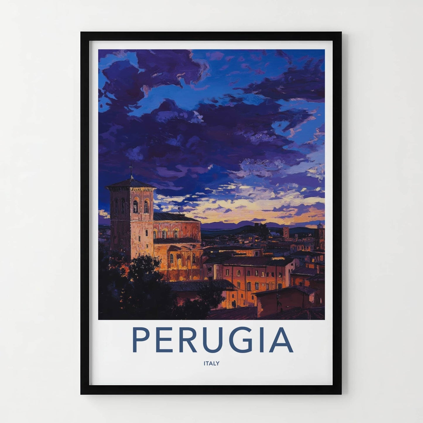 Perugia Poster - Italy Travel Art - Historic City Sunset Home Decor