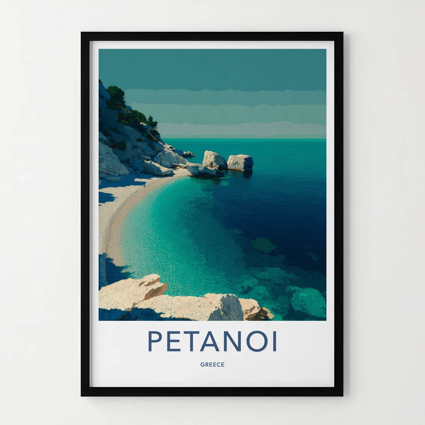 Petanoi Poster - Greece Travel Art - Rocky Beach Coast Gallery Art