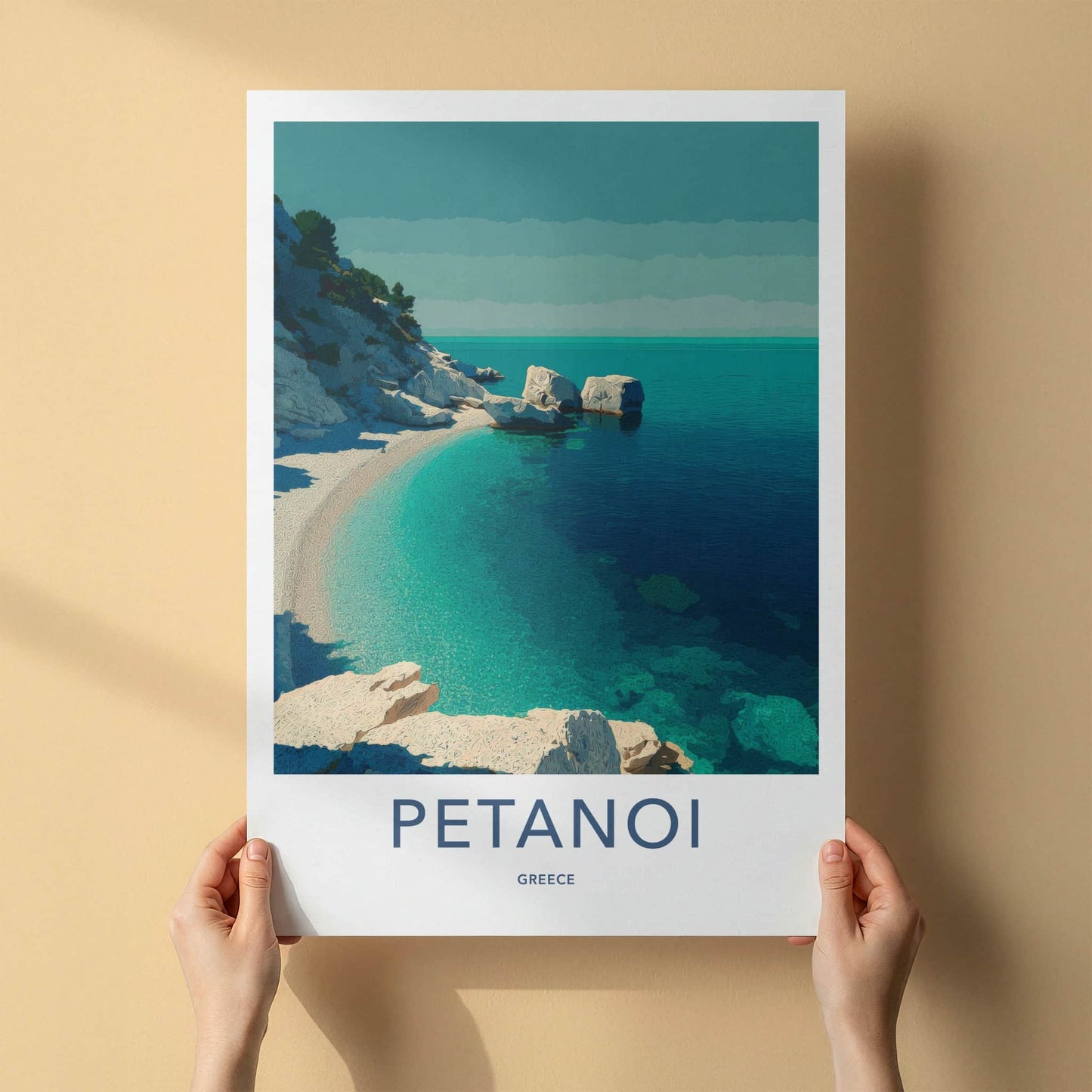 Petanoi Poster - Greece Travel Art - Rocky Beach Coast Gallery Art