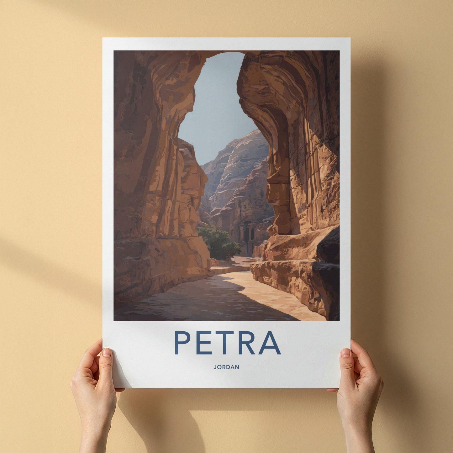 Petra Poster - Jordan Framed Print - Ancient Canyon Path Lounge Decor