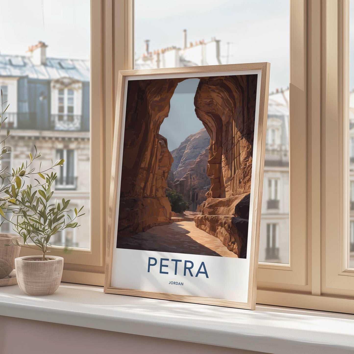 Petra Poster - Jordan Framed Print - Ancient Canyon Path Lounge Decor