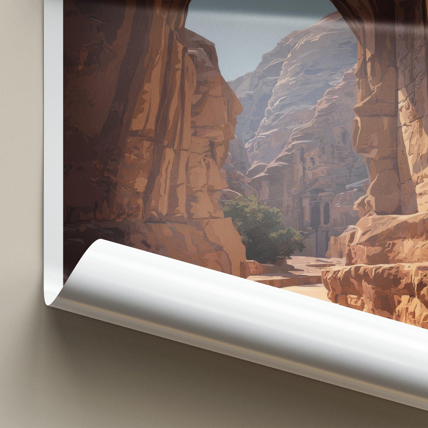 Petra Poster - Jordan Framed Print - Ancient Canyon Path Lounge Decor