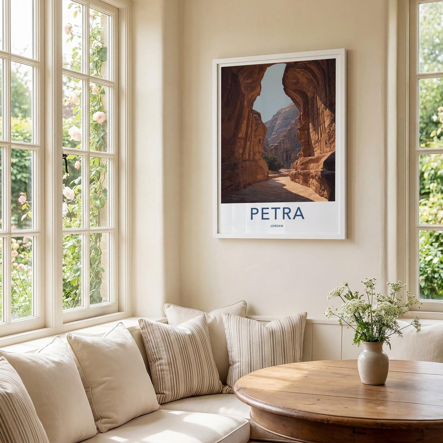 Petra Poster - Jordan Framed Print - Ancient Canyon Path Lounge Decor