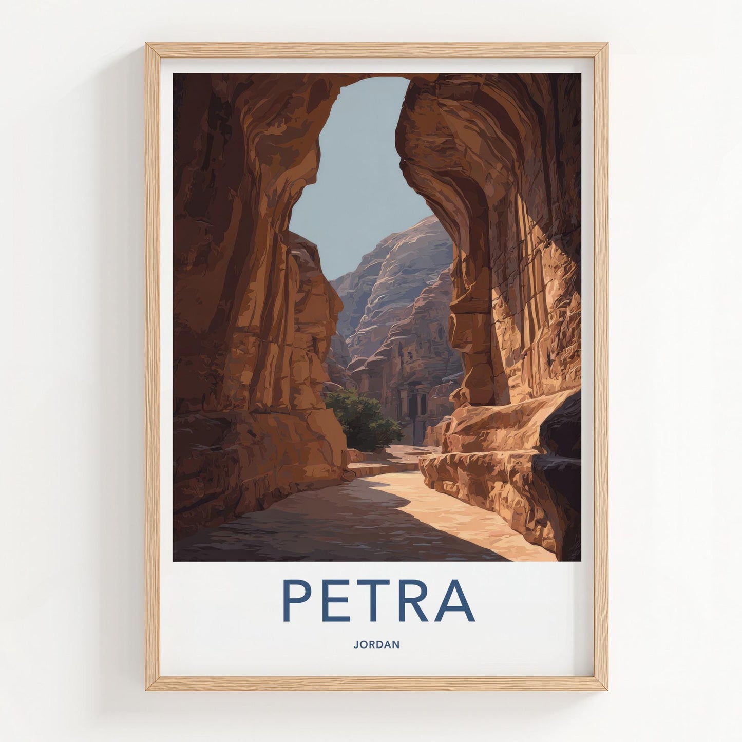 Petra Poster - Jordan Framed Print - Ancient Canyon Path Lounge Decor