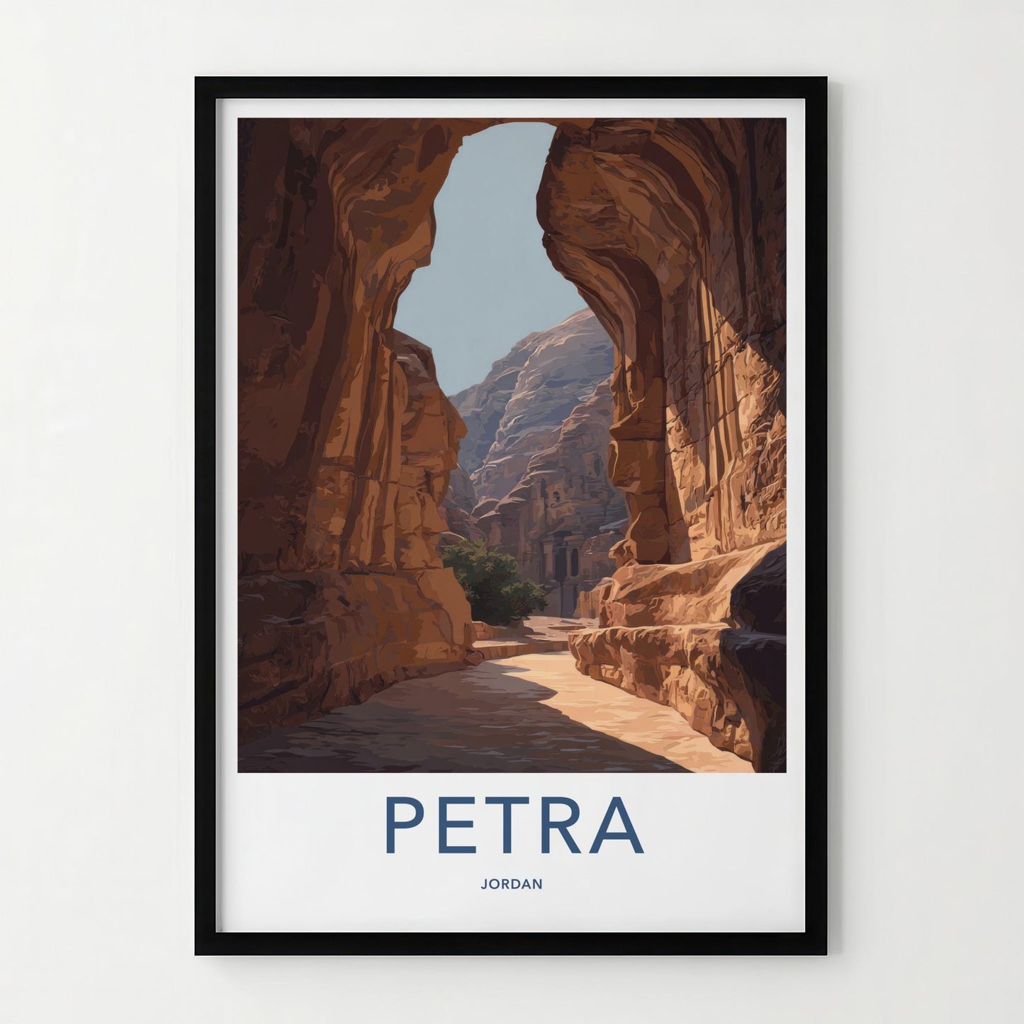 Petra Poster - Jordan Framed Print - Ancient Canyon Path Lounge Decor