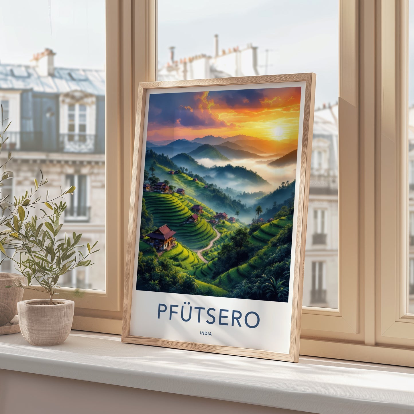 Pfutsero Poster - India Travel Art - Terraced Fields Village Home Decor