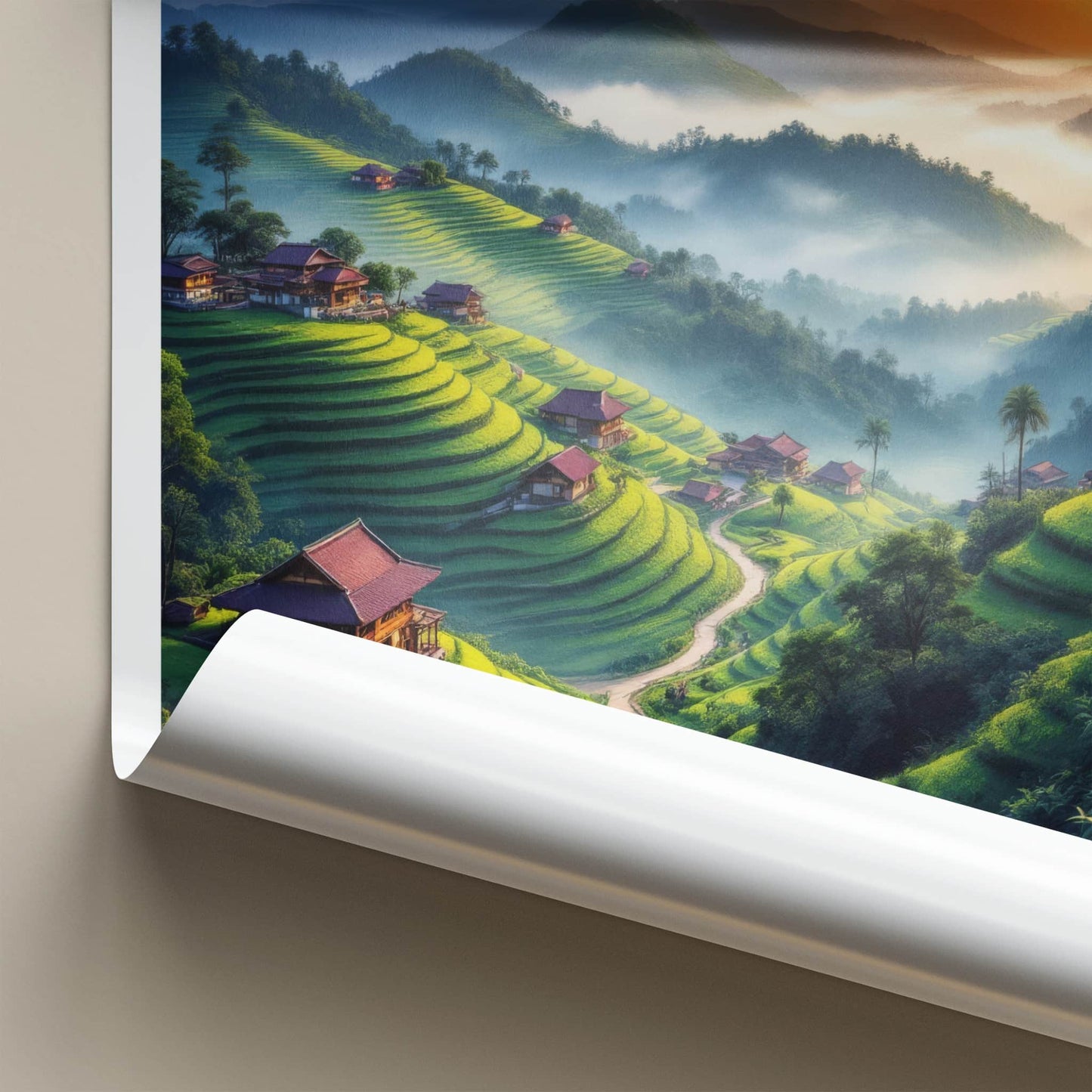 Pfutsero Poster - India Travel Art - Terraced Fields Village Home Decor