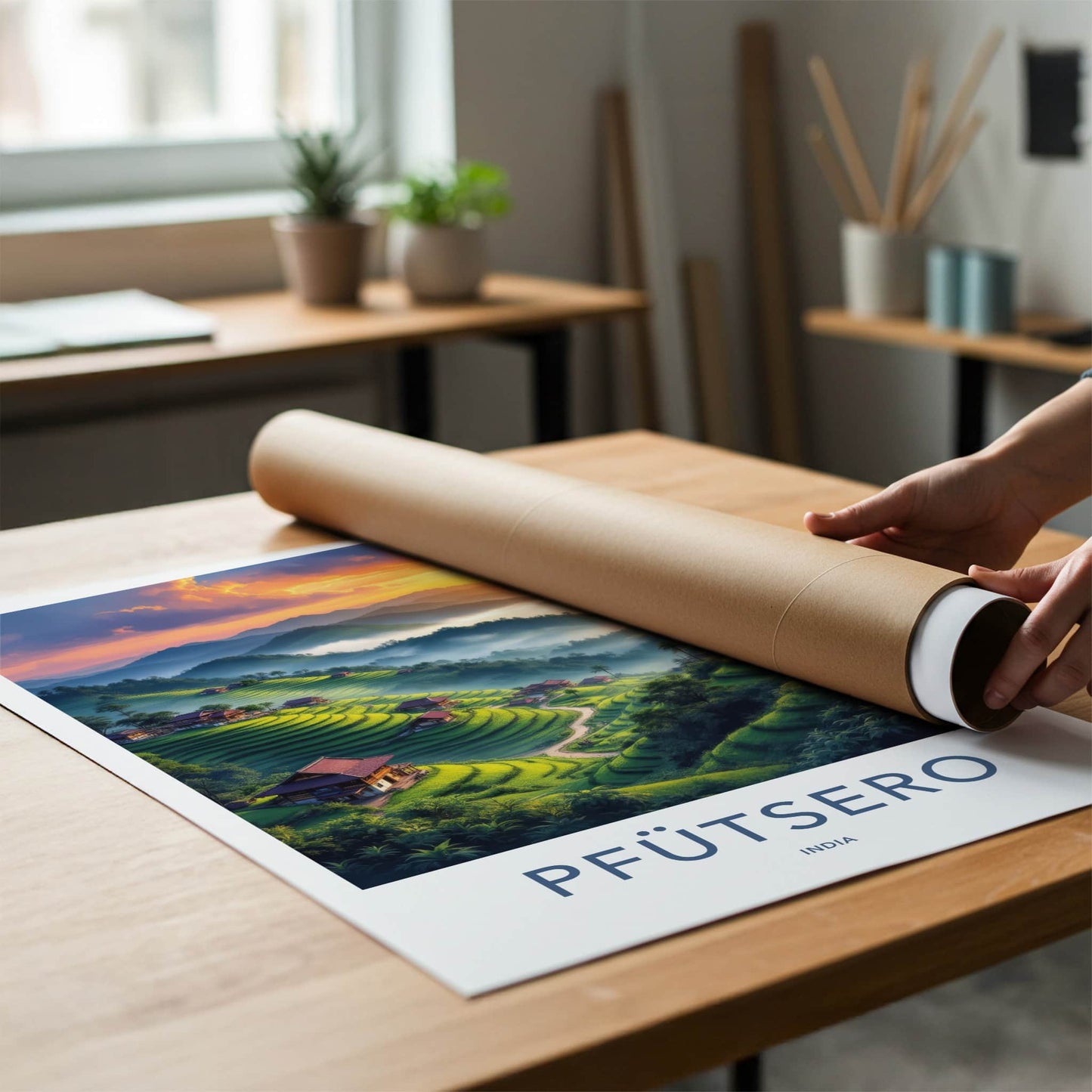 Pfutsero Poster - India Travel Art - Terraced Fields Village Home Decor